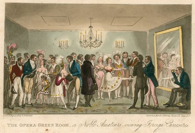 The Opera Green Room, or Noble Amateurs Viewing Foreign Curiosities by Isaac, Robert and George Cruikshank